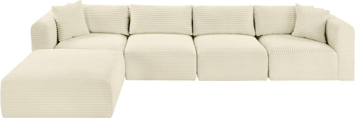 Shaggy - 5 Piece Modular Sectional With Ottoman