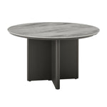 Ciela - Outdoor Round Sintered Stone Dining Table With Sculptural Cross Aluminum Base - Dark Bronze