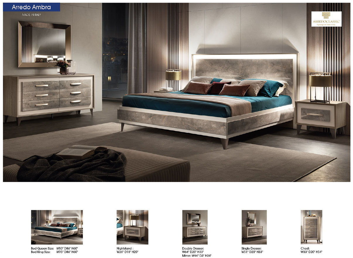 ArredoAmbra - Bed With Wooden Headboard
