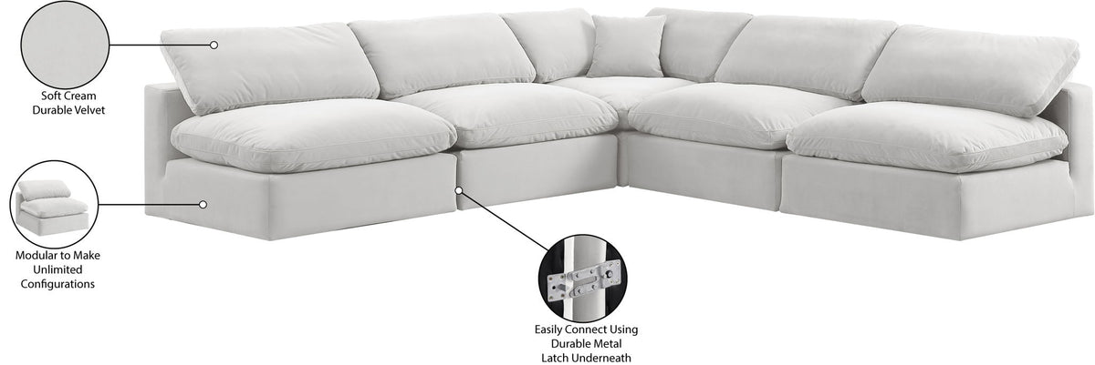 Comfy - 5 Piece Velvet Modular Corner Armless Sectional
