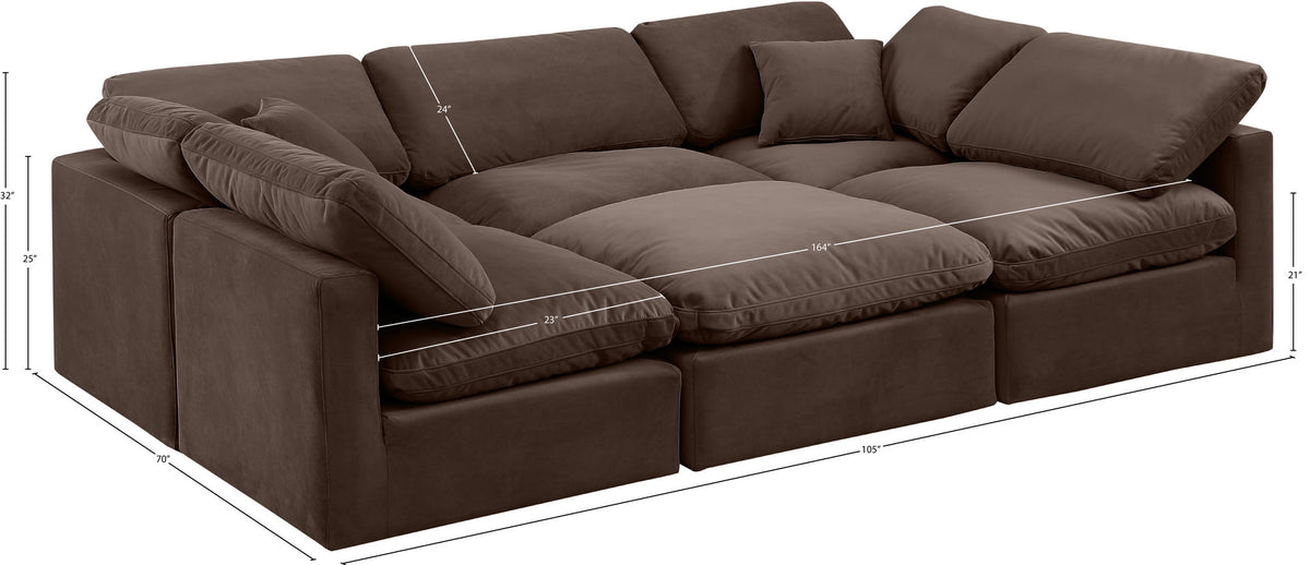 Indulge - Velvet 6 Piece Modular Sectional