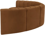 Arc - Velvet 6 Piece U-Shaped Modular Sofa - Saddle