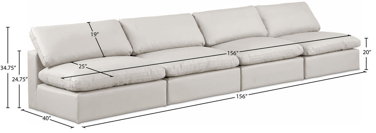 Comfy - Faux Leather Modular Armless Sofa 4 Seats