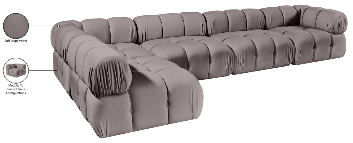 Orin - Velvet 5 Piece Modular Sectional