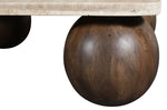 Strata - Travertine And Mango Wood Coffee Table - Brown / Beige