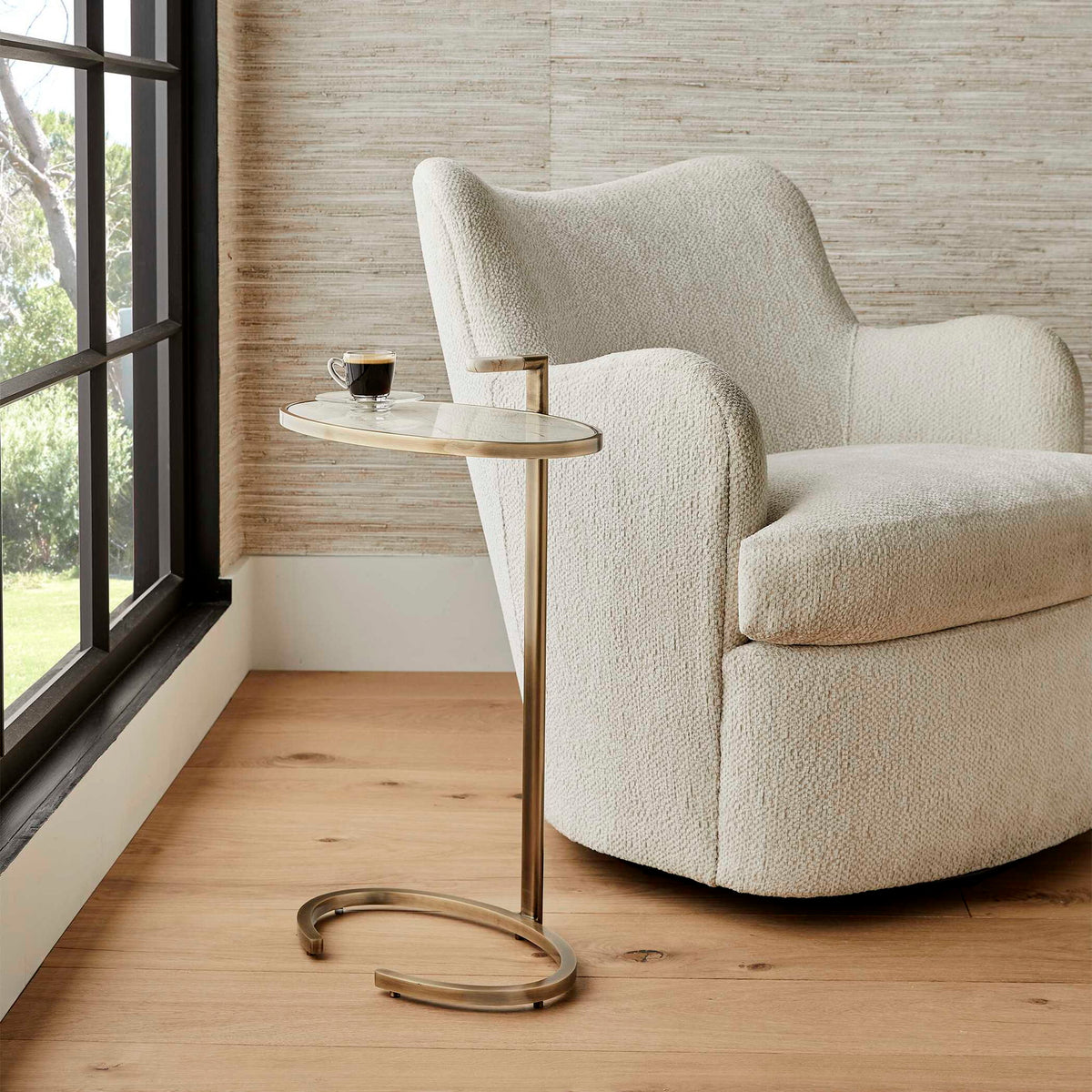 Marbled Pull Up Accent Table - Gold