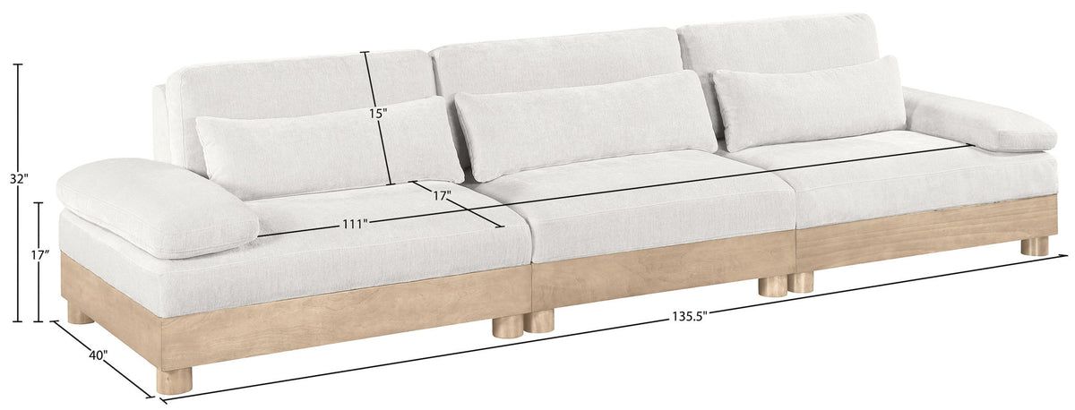 Turin - Chenille Fabric Upholstered Modular Sectional - White