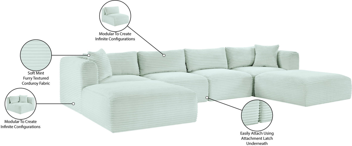 Shaggy - 6 Piece Modular Sectional With 2 Ottomans