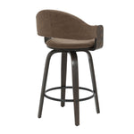 Daxton - Swivel Counter Height Round Back Wood Bar Stool With Faux Leather Seat