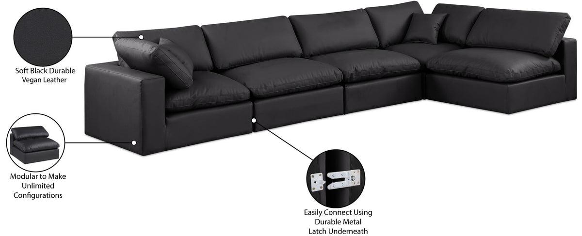 Comfy - 5 Piece Faux Leather Modular Sectional