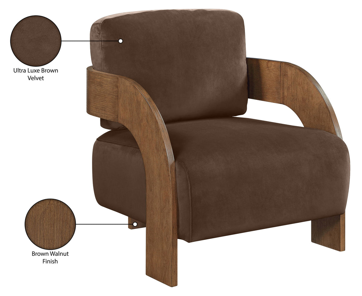 Cedra - Velvet Performance Fabric Upholstered Accent Chair - Brown Frame