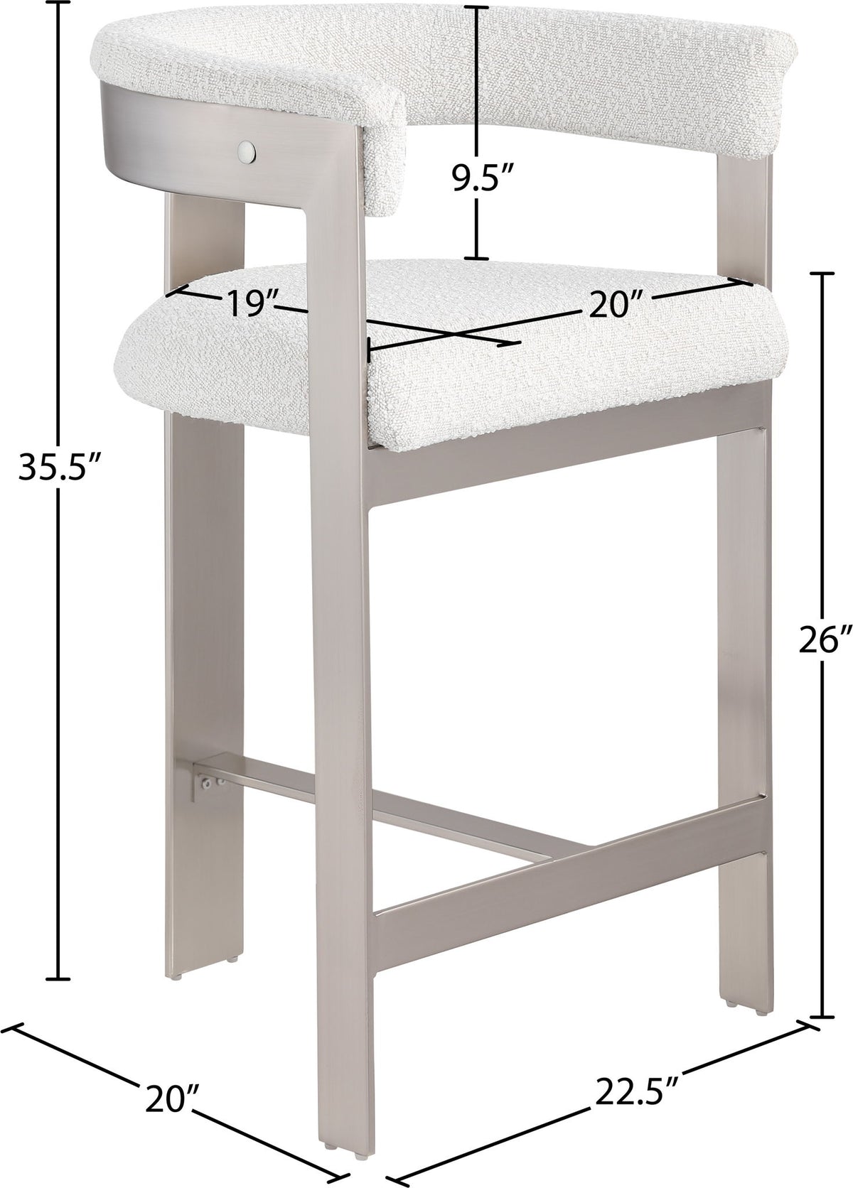 Romeo - Boucle Counter Stool With Silver Base (Set of 2)