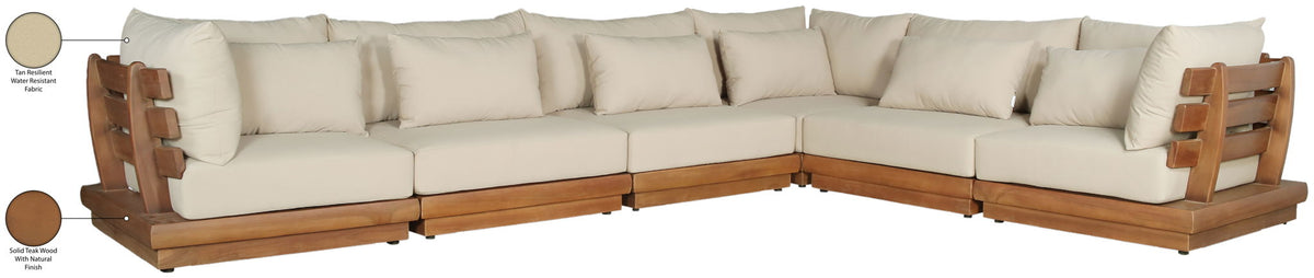 Mirella - 6 Piece Water Resistant Fabric Upholstered Outdoor Patio Modular Sectional