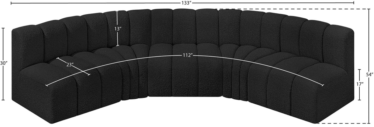 Arc - Boucle Fabric 5 Piece U-Shaped Modular Sofa