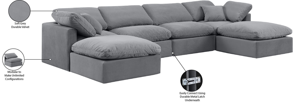 Indulge - Velvet 6 Piece Modular Double Chaise Sectional