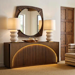 High Light - Lighted 4 Door Console Cabinet - Woodtone