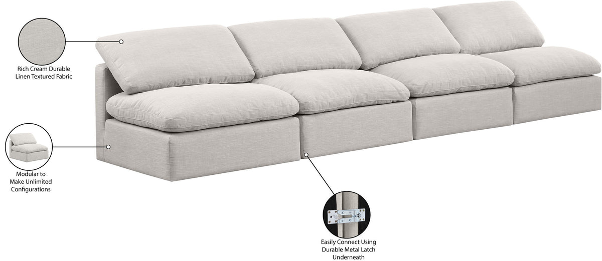 Indulge - Linen 4 Seat Modular Armless Sofa