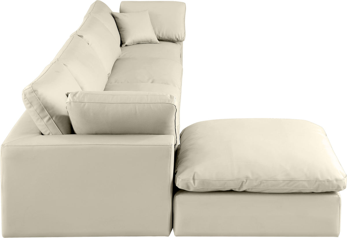 Comfy - 5 Piece Faux Leather Modular Sectional With Chaise