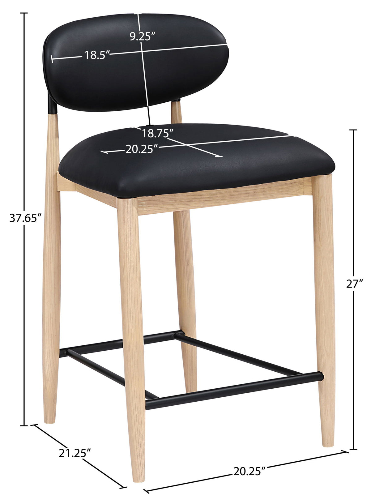 Riccio - Stool - Natural And Black Frame