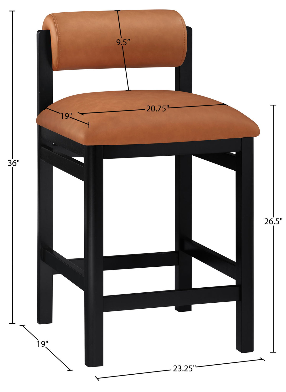 Roundhill - Faux Leather Counter Stool - Black Frame