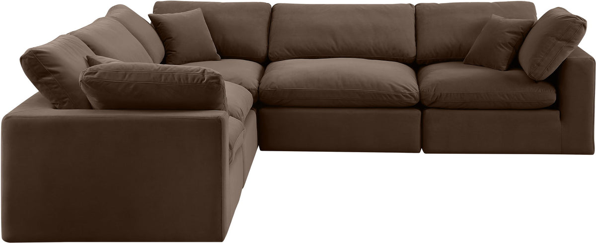 Comfy - 5 Piece Velvet Modular Corner Sectional