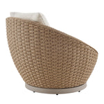 Kobalt - Metal Outdoor Swivel Lounge Chair With Cushions - Boucle White / Natural