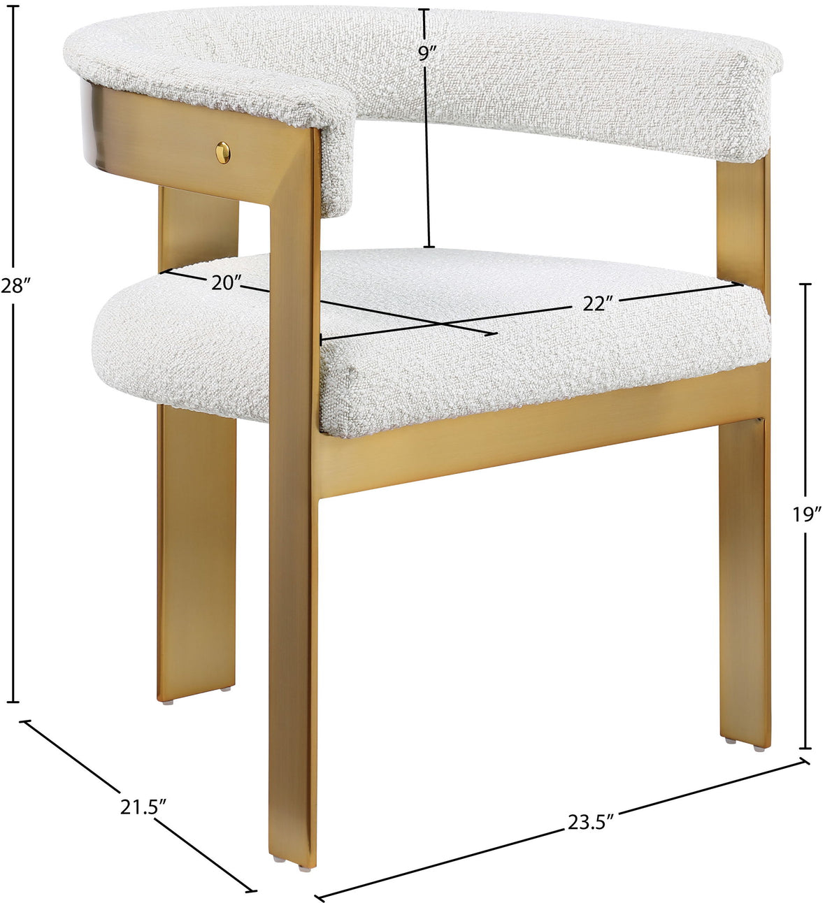 Romeo - Boucle Dining Chair With Gold Base (Set of 2)