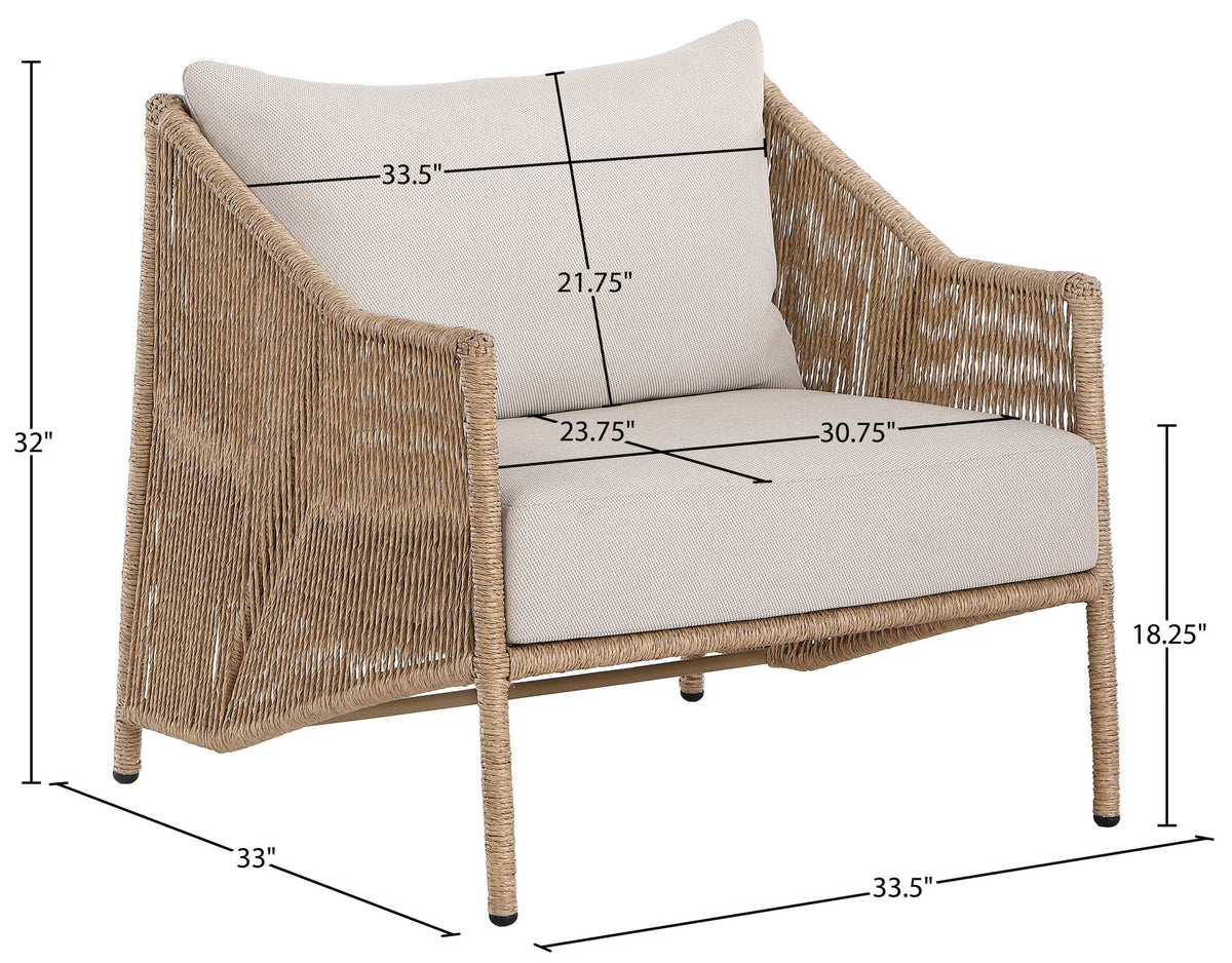 Coastline - Olefin Water Resistant Fabric And Wicker Outdoor Patio Accent Chair - Beige
