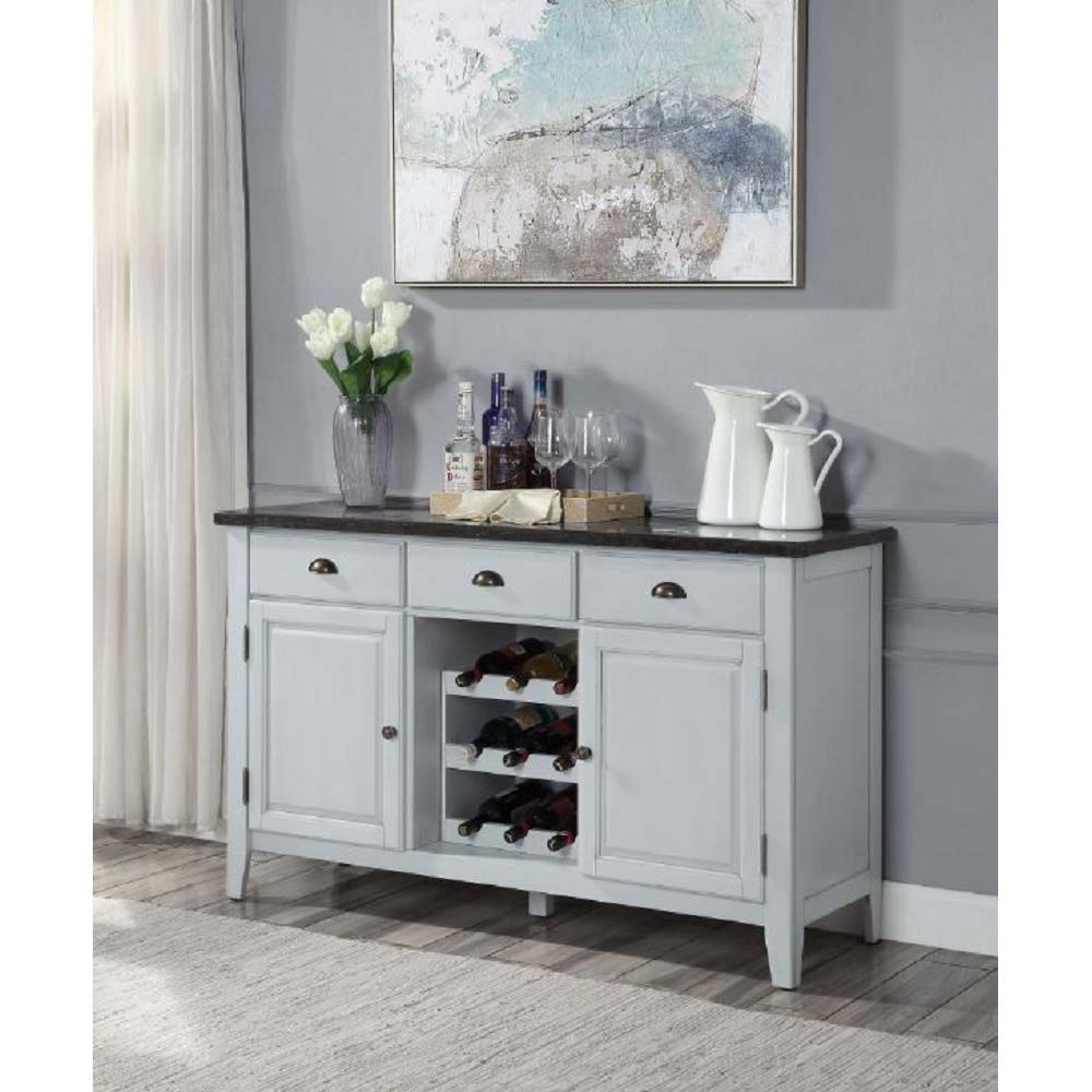 Lanton - Server - Natural Marble & Antique White