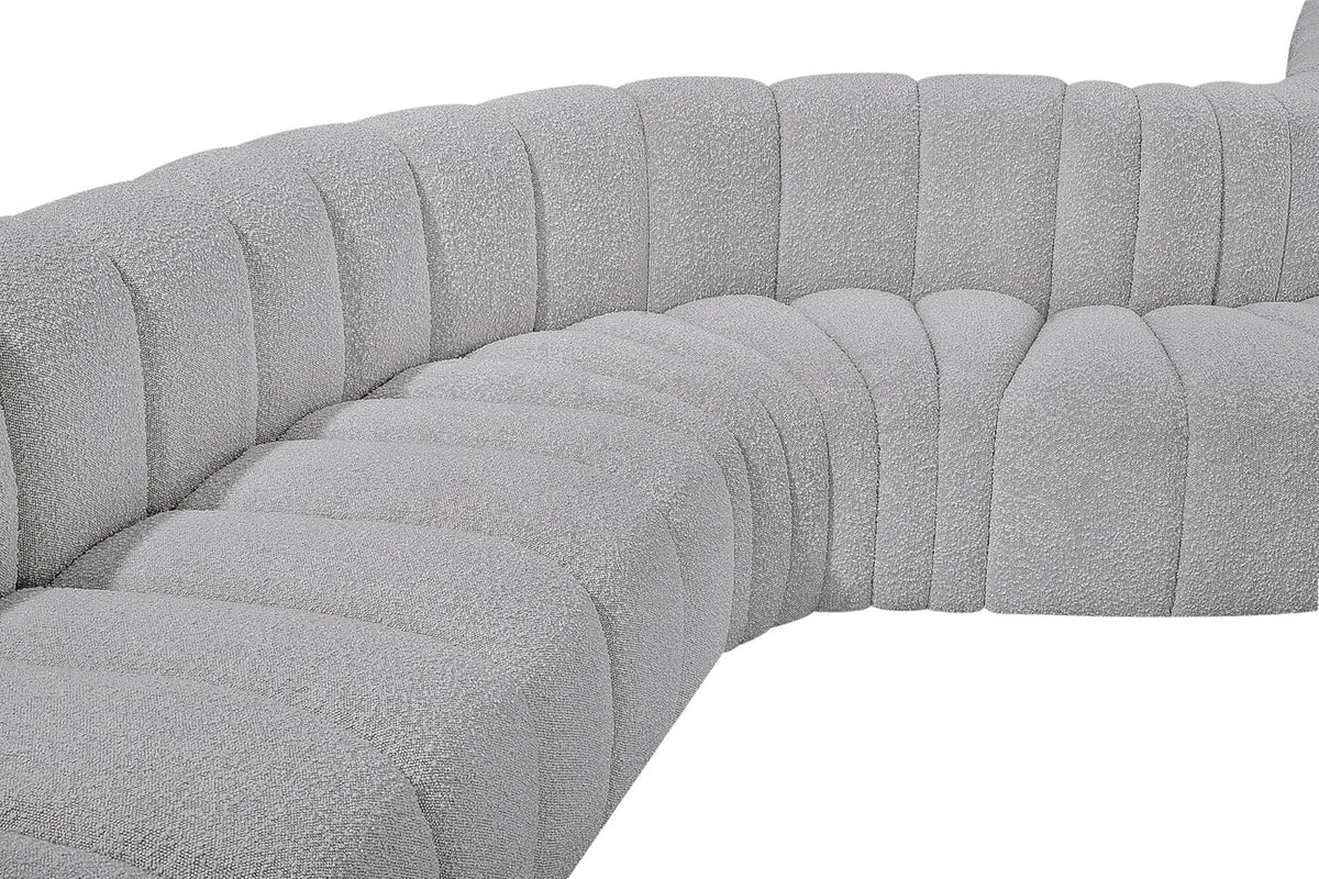 Arc - Boucle Fabric 8 Piece Curved Modular Sofa