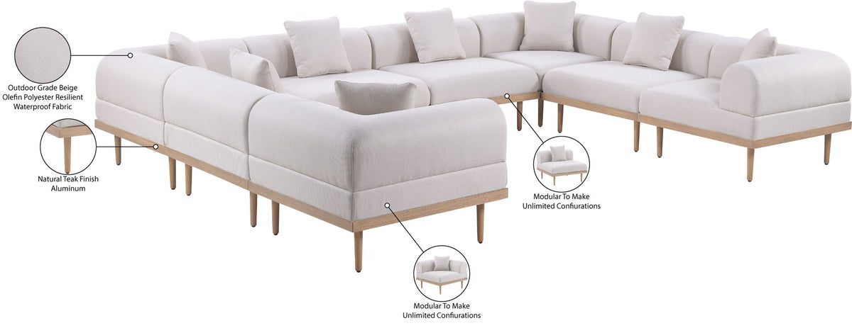 Laguna - 8 Piece Resilient Water Resistant Fabric 142" Upholstered Outdoor Patio Modular Sectional