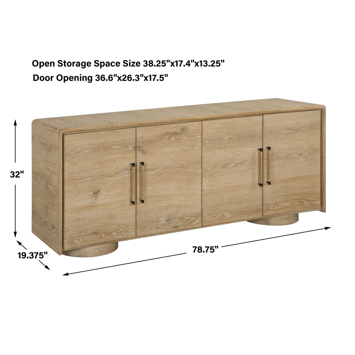 Evanston - 4 Door Natural Oak Cabinet - Woodtone