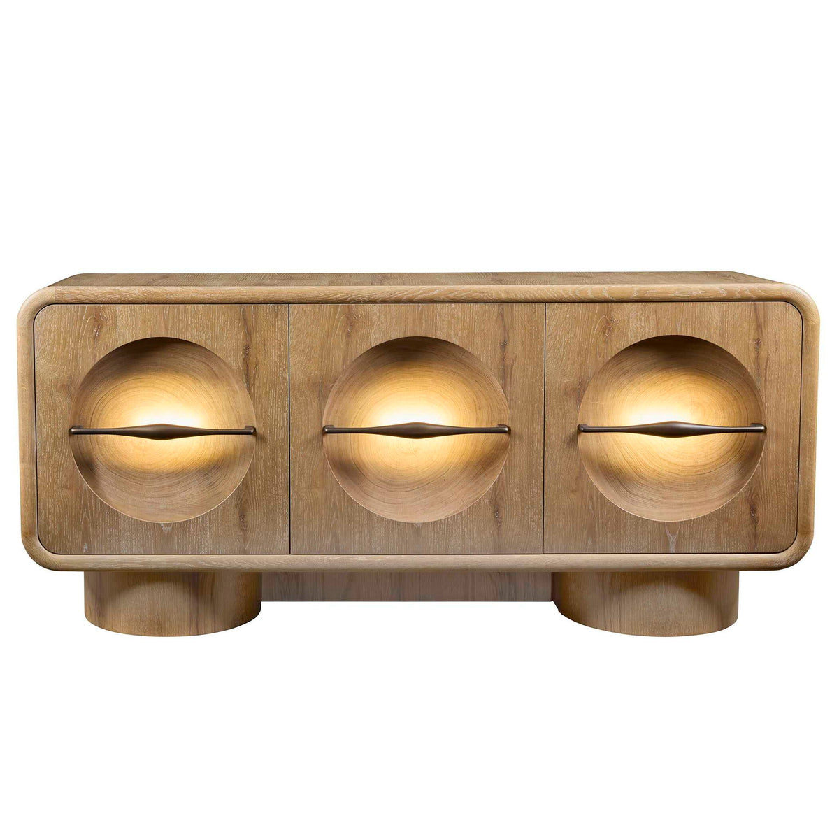 Forest Rings - Lighted 3 Door Cabinet - Light Brown