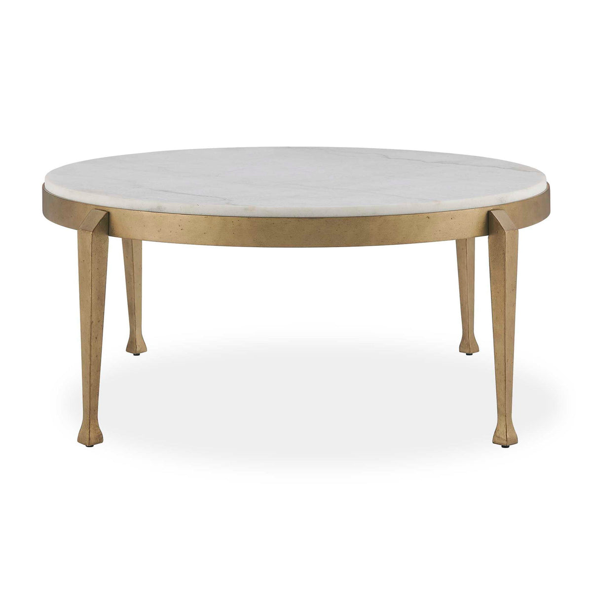 Tylan - Round Marble Coffee Table - Brass / White