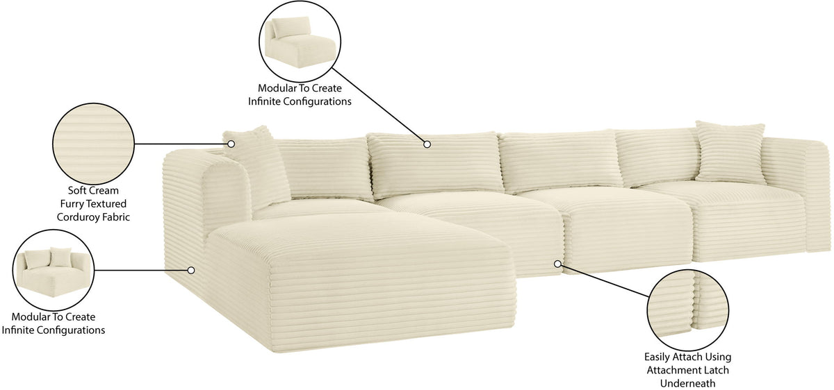 Shaggy - 5 Piece Modular Sectional With Ottoman