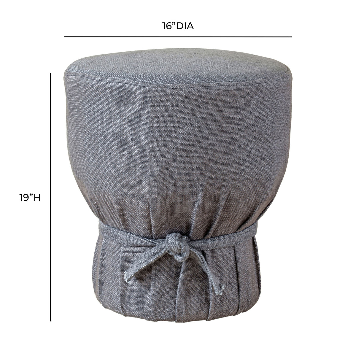 Elsie - Linen Upholstered Pouf - Gray
