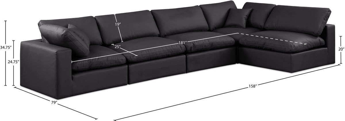 Comfy - 5 Piece Faux Leather Modular Sectional