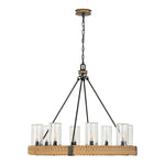 Palm Royal - 8 Light Indoor-Outdoor Chandelier - Black / Light Brown