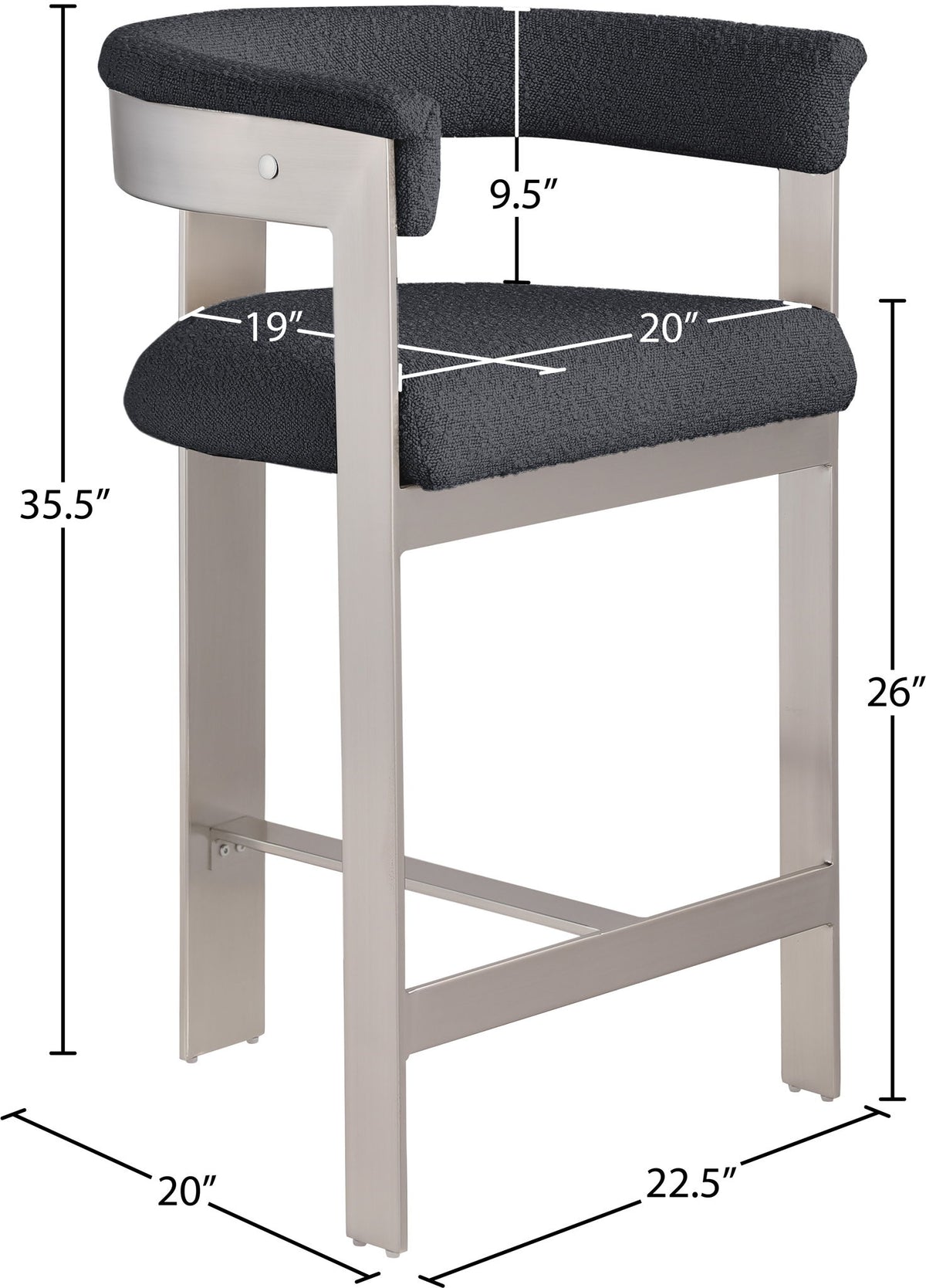 Romeo - Boucle Counter Stool With Silver Base (Set of 2)