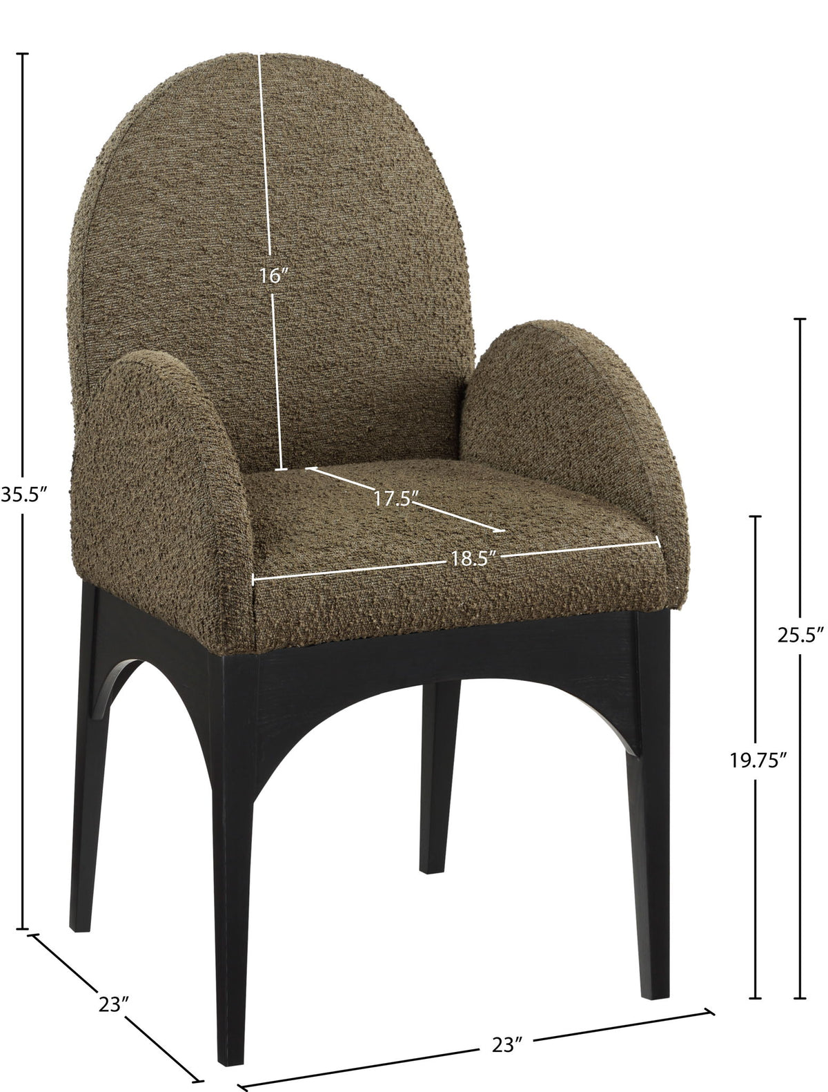 Waldorf - Boucle Dining Arm Chair With Black Legs