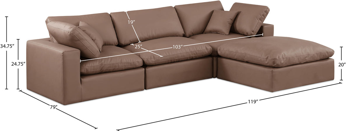 Comfy - 4 Piece Faux Leather Modular Sectional With Chaise