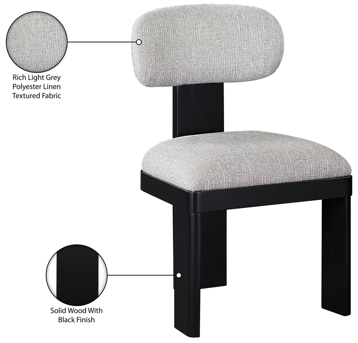 Timbra - Linen Textured Fabric Upholstered Dining Chair (Set of 2) - Black Base