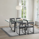 Kai Anastasia - Rectangular Glass Dining Table Set - Matte Black Base
