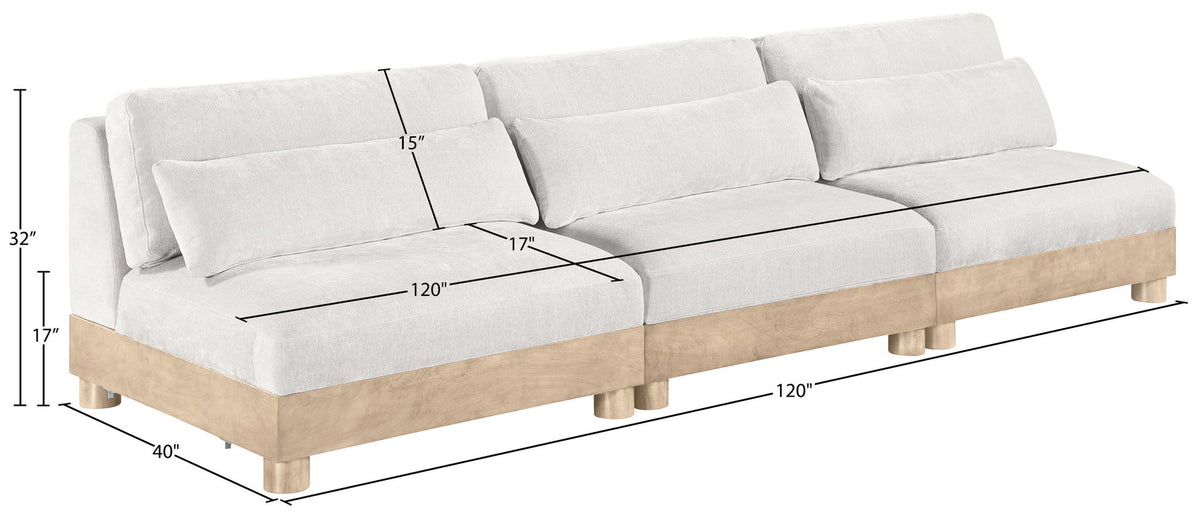 Turin - Chenille Fabric Upholstered Modular Sectional - White