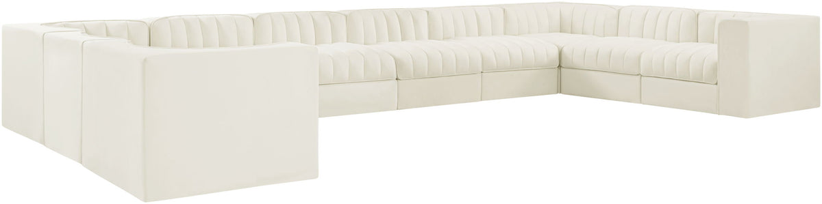 Rummi - Velvet Performance Fabric Upholstered 10 Piece Modular Sectional
