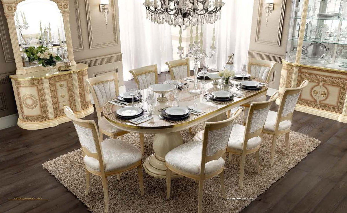 Aida - Dining Table - Ivory / Gold