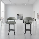 Edy - Swivel 30" Black Finish And Faux Leather Bar Stool - Gray
