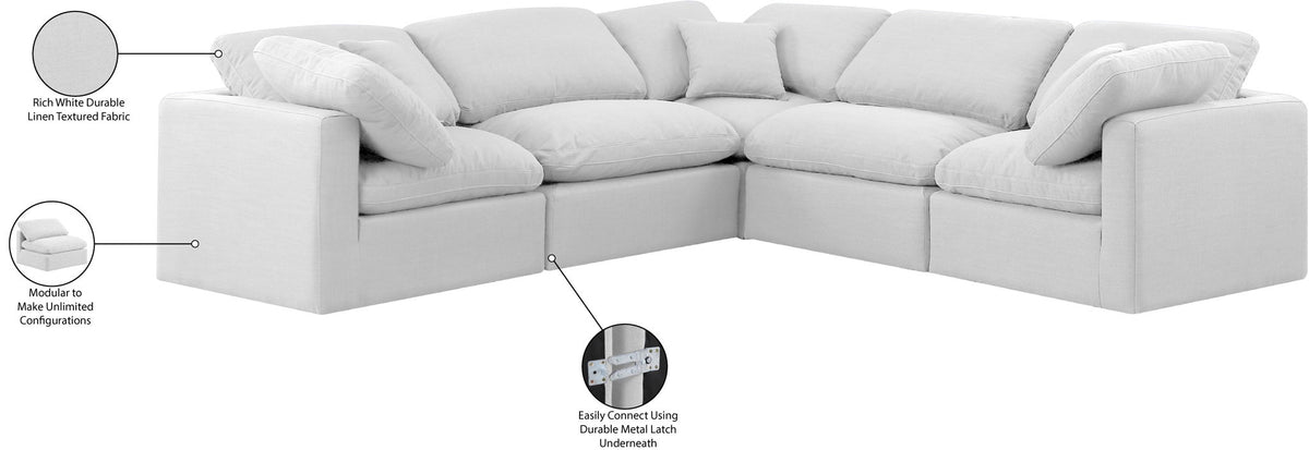 Indulge - Linen 5 Piece Modular Corner Sectional - White