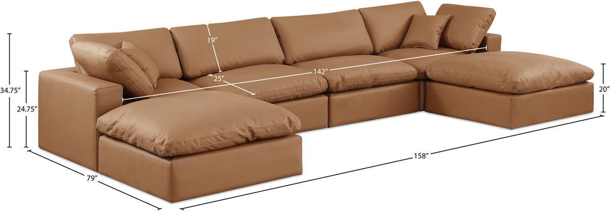 Comfy - 6 Piece Faux Leather Modular Double Chaise Sectional