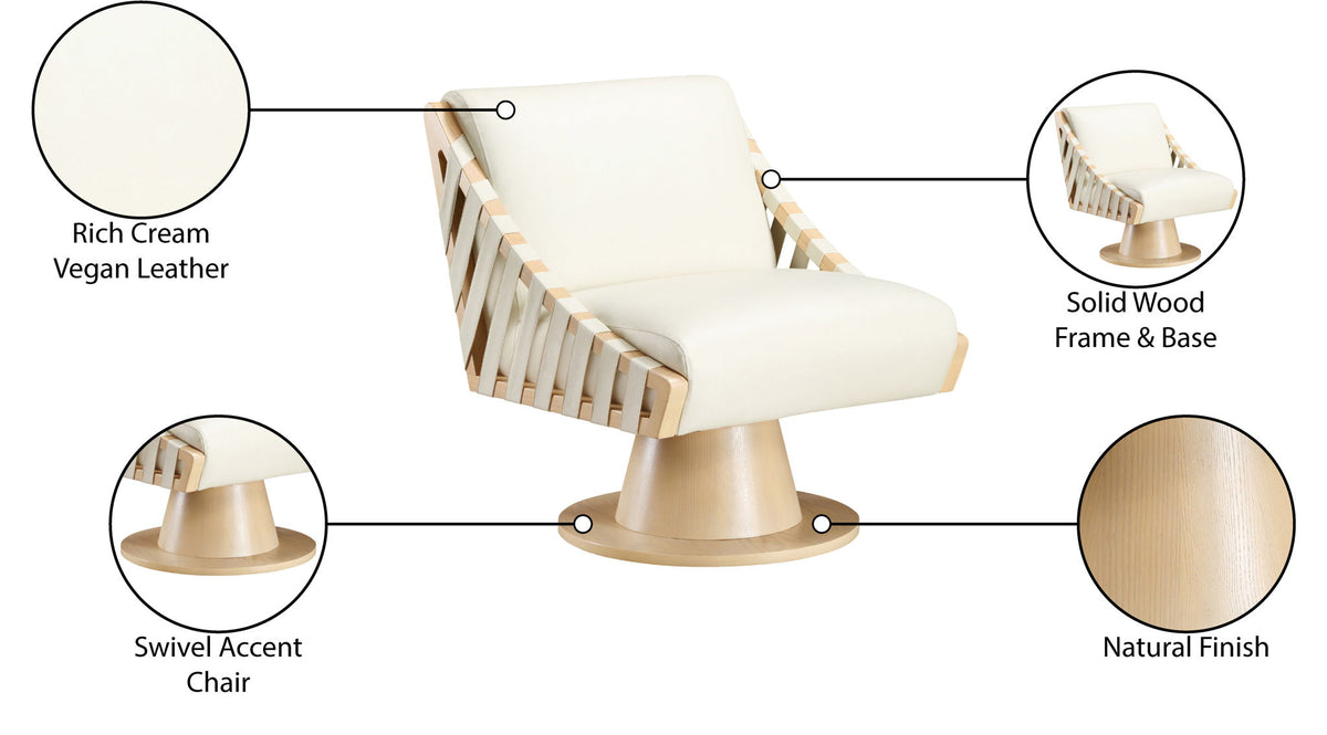 Millwin - Swivel Accent Chair With Natural Base